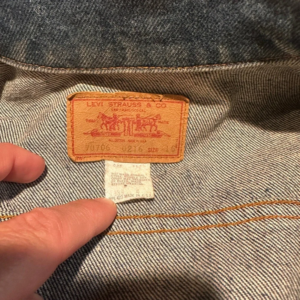 Vintage Levis Blue Denim Trucker Jacket Kids Size 16 Made in USA‎ 70706-0216